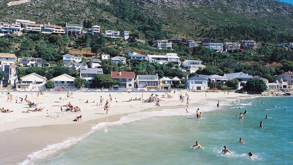 Gordons Bay showing a beach, a coastal town and swimming