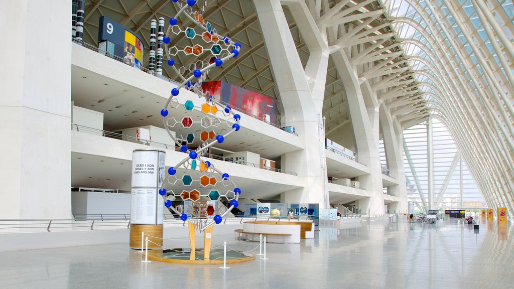 Ciudad de las Artes y las Ciencias ofreciendo vistas interiores, arquitectura moderna y arte