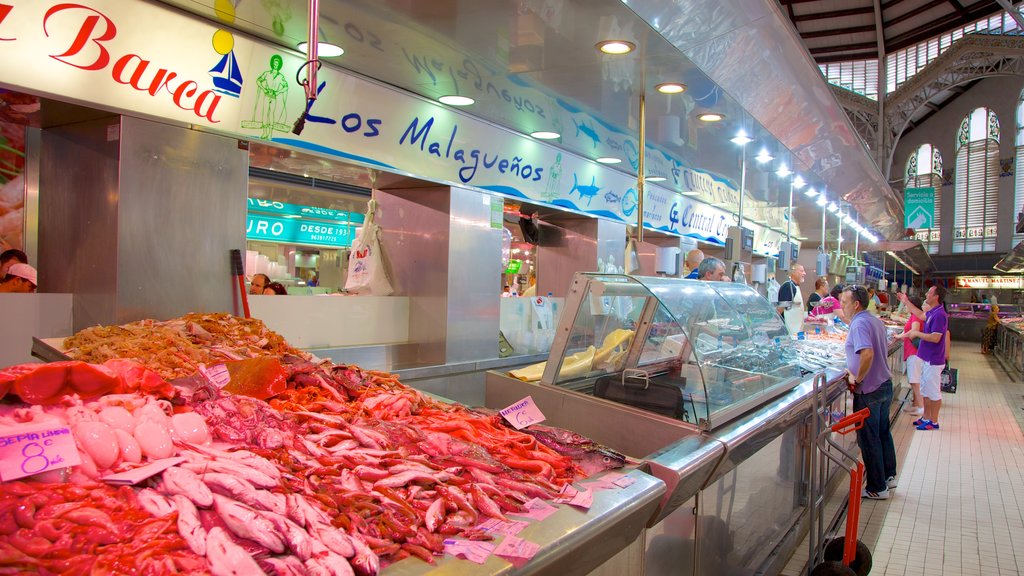 Central Market which includes markets, food and interior views