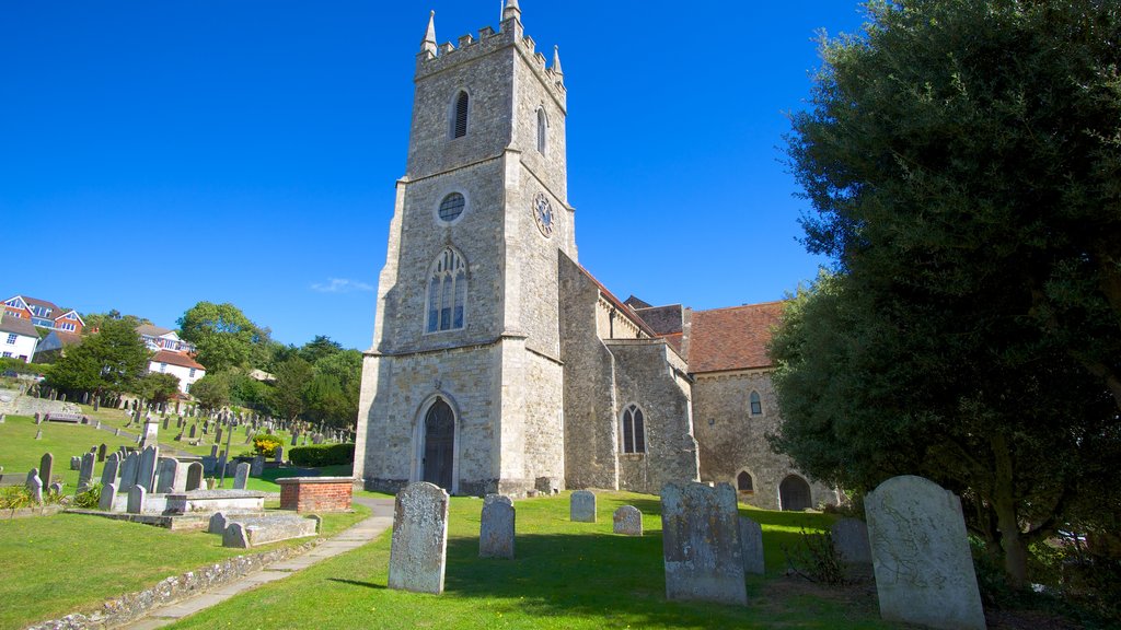 Hythe featuring a church or cathedral, a cemetery and religious elements