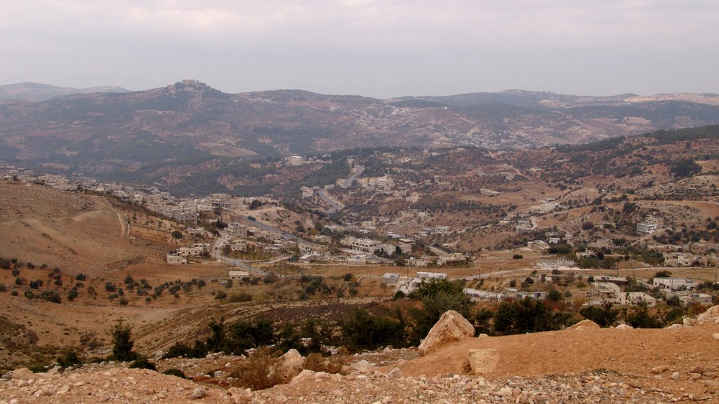 Ajloun which includes landscape views and skyline