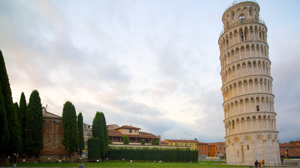 Leaning Tower showing a park and heritage architecture