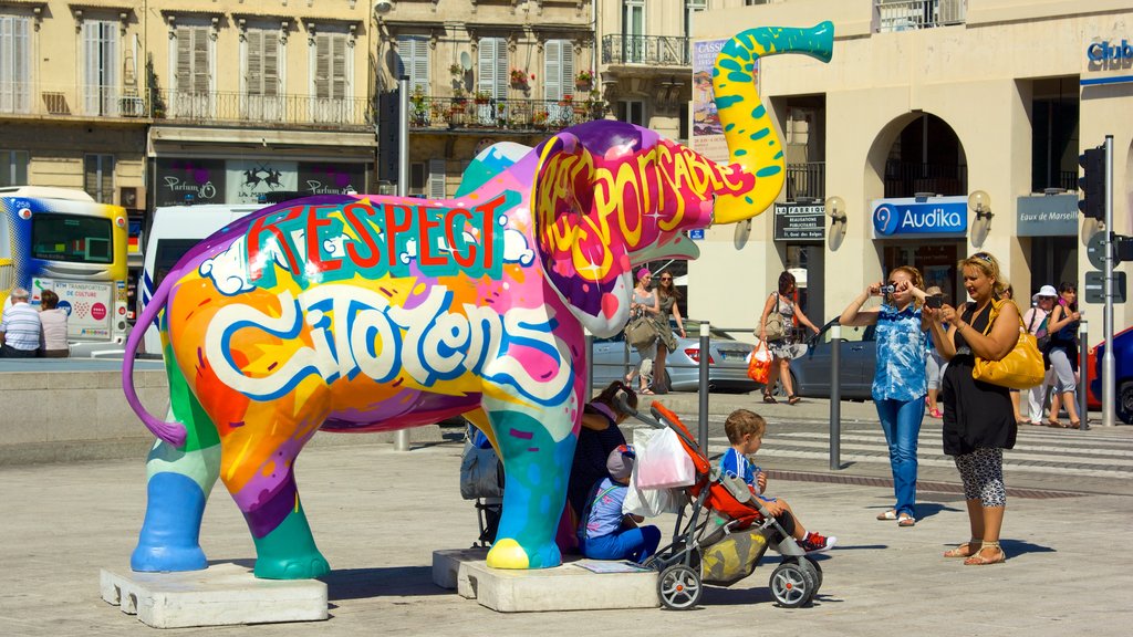 Vieux Port which includes outdoor art and a garden