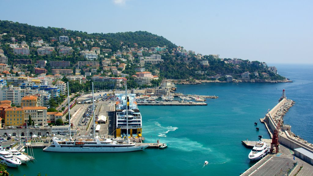 Castle Hill showing a marina, a bay or harbor and boating