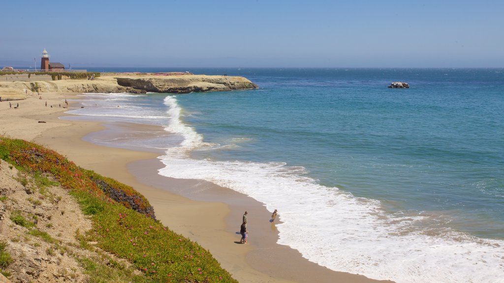 Santa Cruz que incluye vistas generales de la costa, una playa de arena y costa rocosa