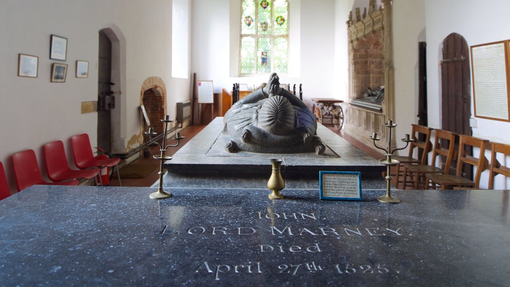 Layer Marney Tower featuring a memorial, heritage elements and interior views