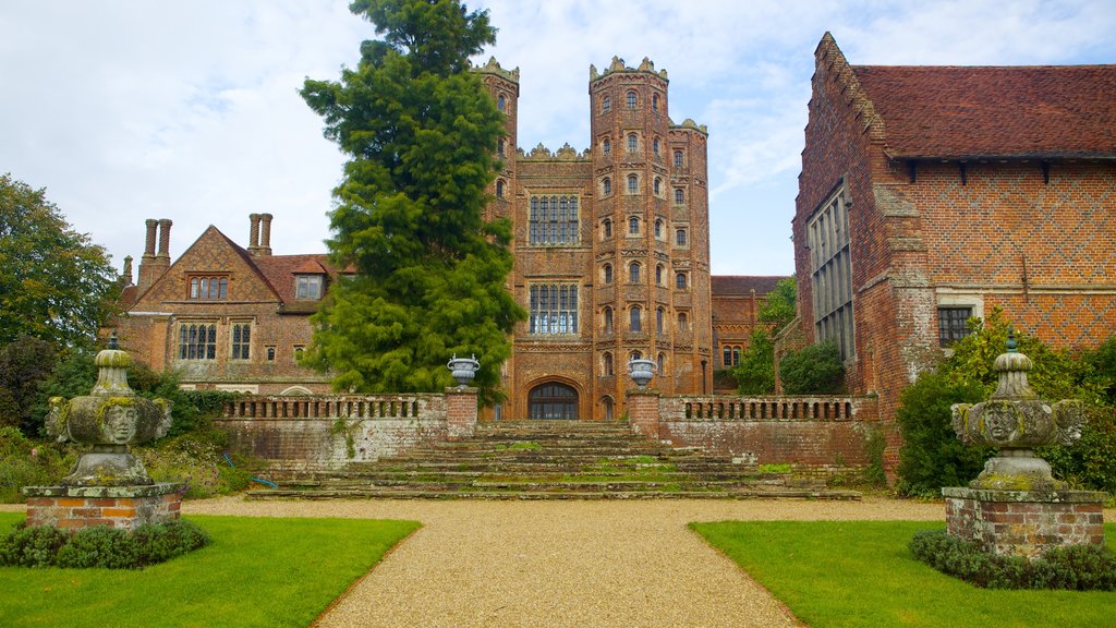 Layer Marney Tower showing a castle, heritage architecture and a garden