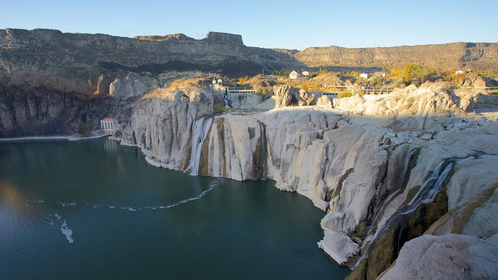 Twin Falls which includes a river or creek and a gorge or canyon