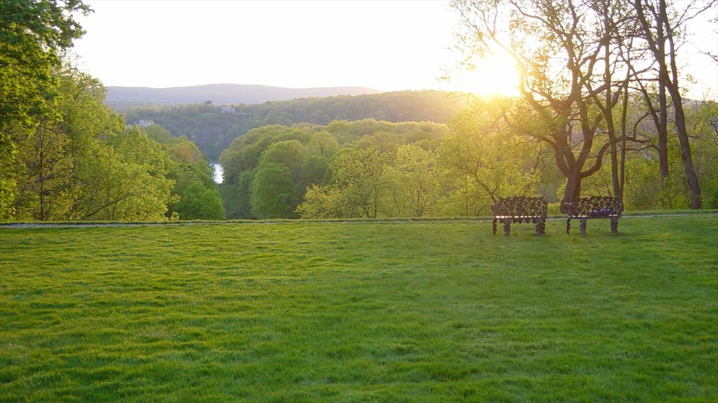 Poughkeepsie que incluye un atardecer y un parque