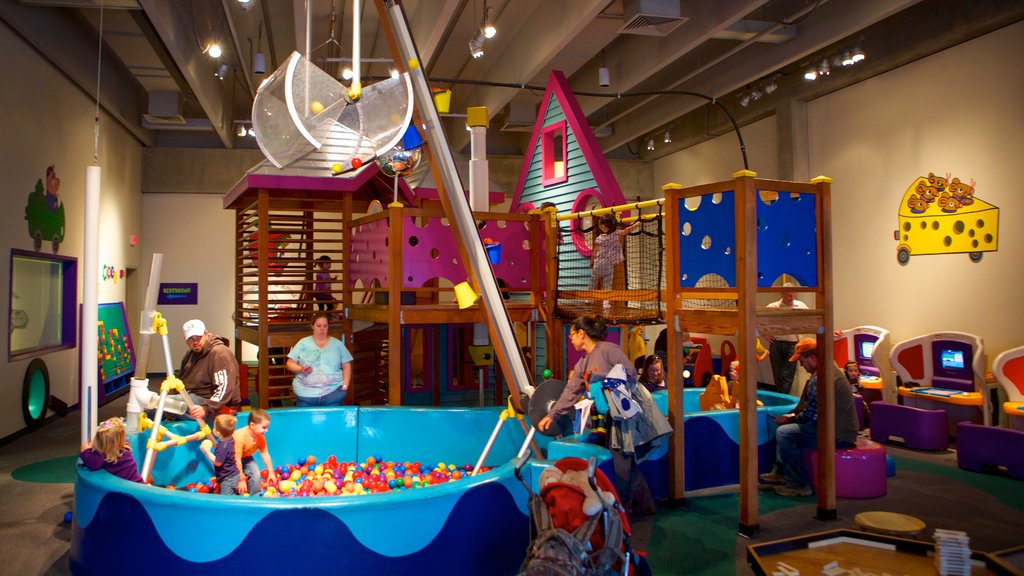 Great Lakes Science Center featuring a playground and interior views as well as children