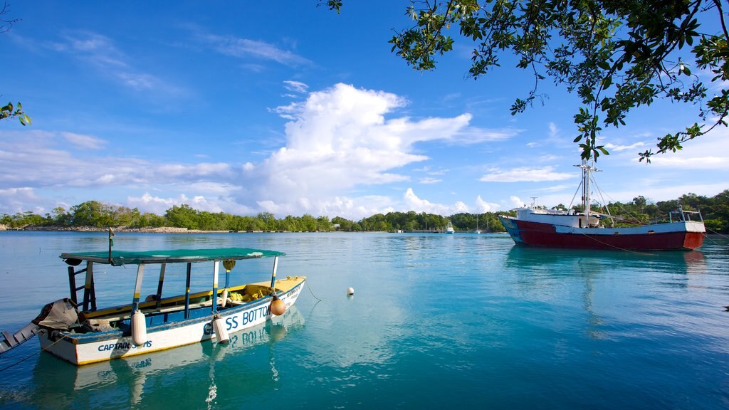 James Bond Beach which includes boating and a bay or harbor