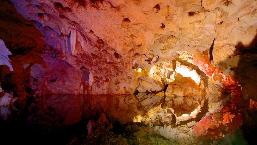 Green Grotto Caves mostrando vistas internas e cavernas