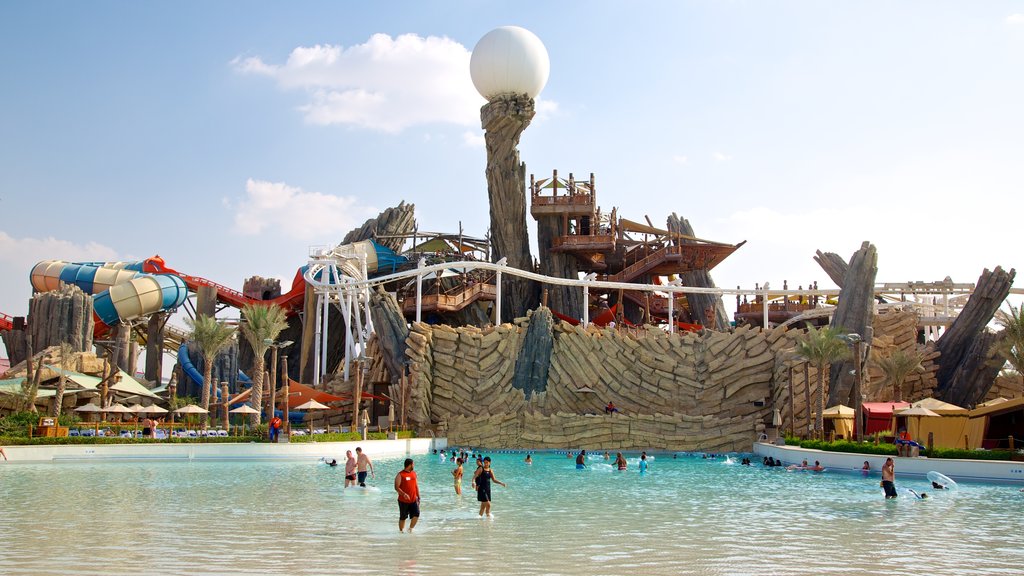 Yas Waterworld showing a waterpark and a pool