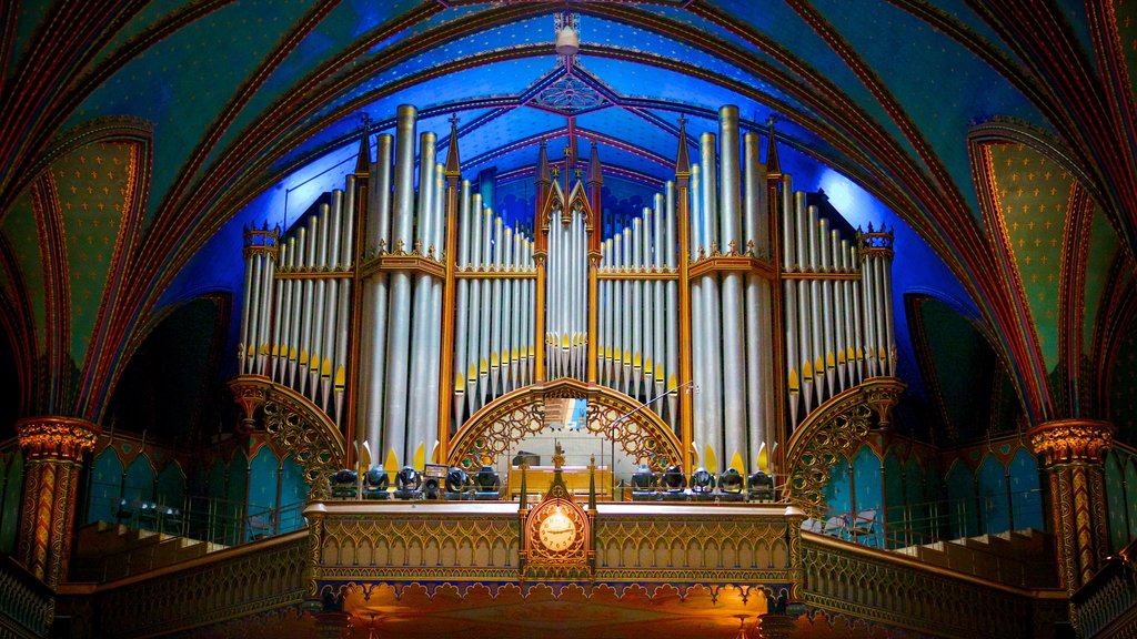 Notre Dame Basilica mostrando elementos religiosos, patrimonio de arquitectura y vistas interiores