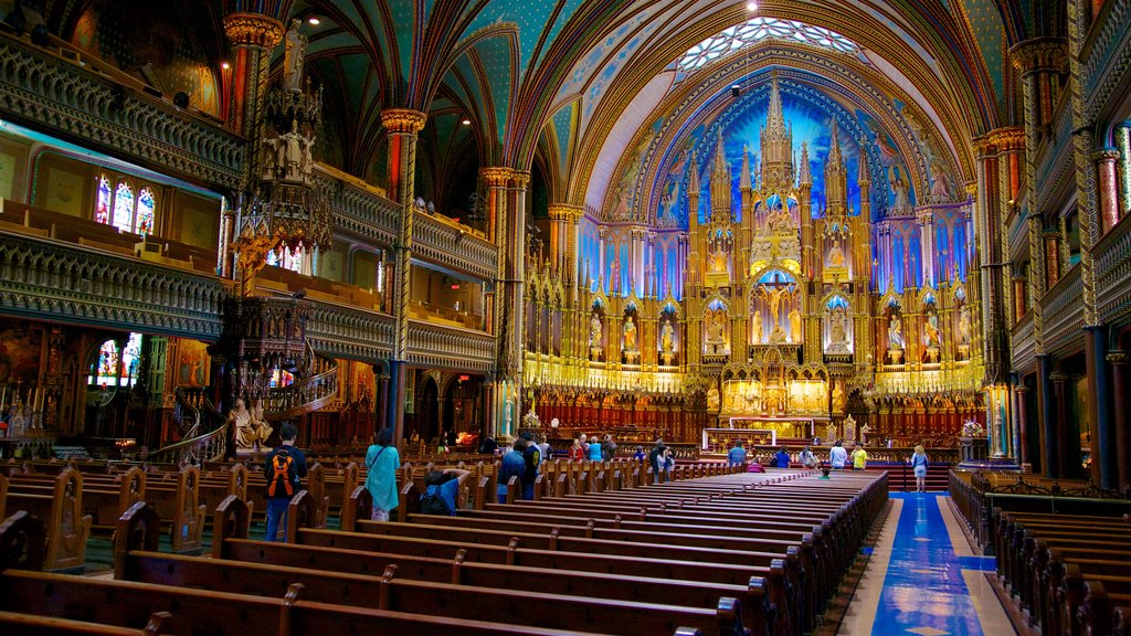 Notre Dame Basilica which includes interior views, religious aspects and a church or cathedral