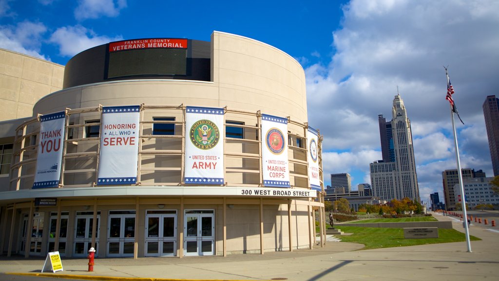 Veterans Memorial which includes signage and a memorial