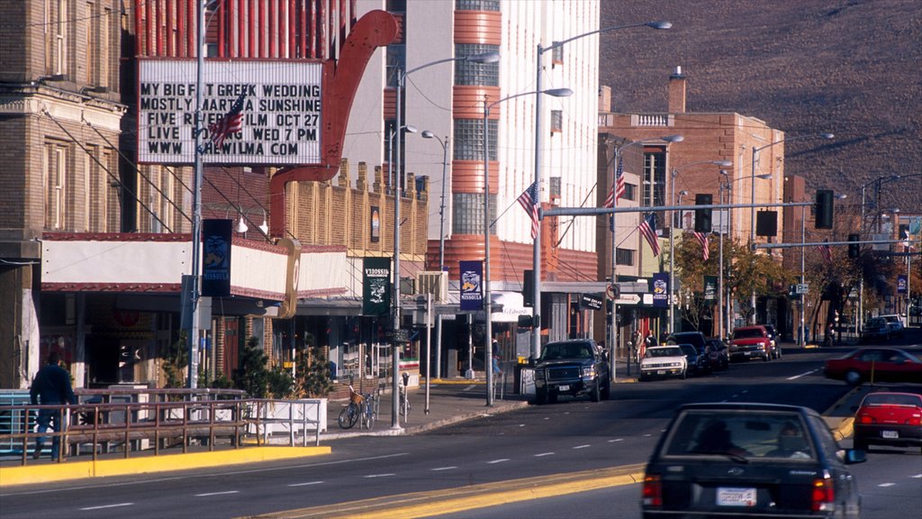 Missoula which includes a city, street scenes and signage