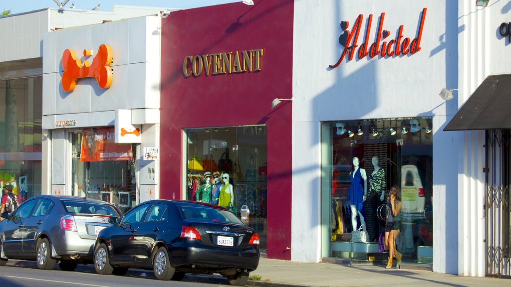 Melrose Avenue featuring fashion, shopping and signage