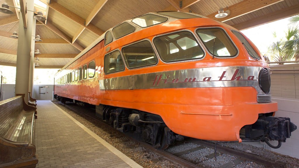 Museum of Arts and Sciences featuring railway items and interior views