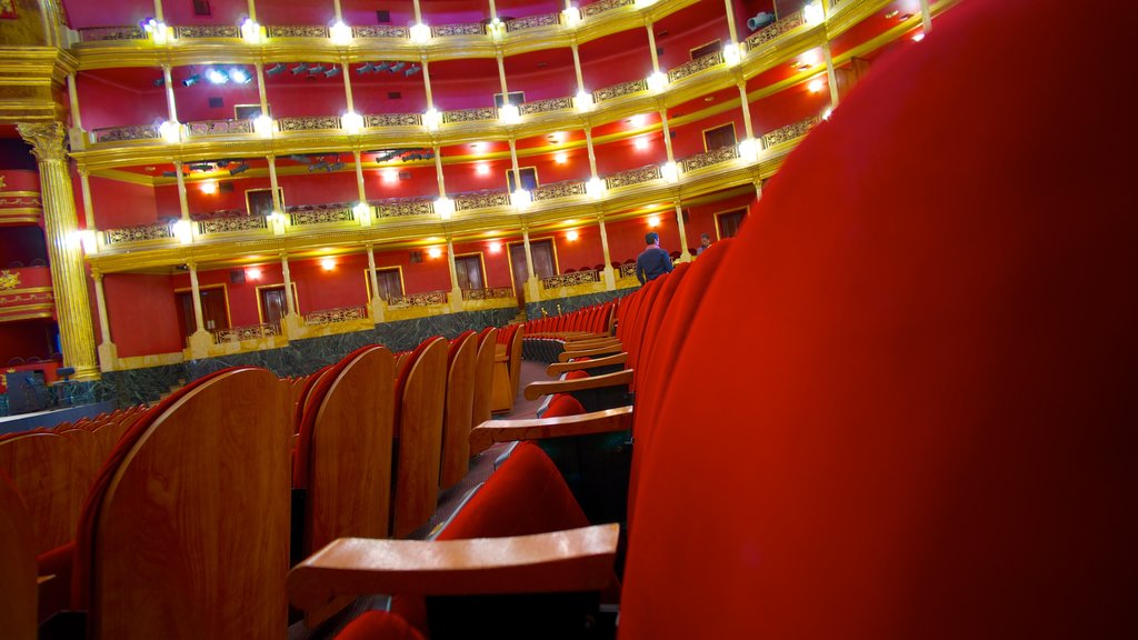 Teatro Degollado mostrando vistas interiores y escenas de teatro