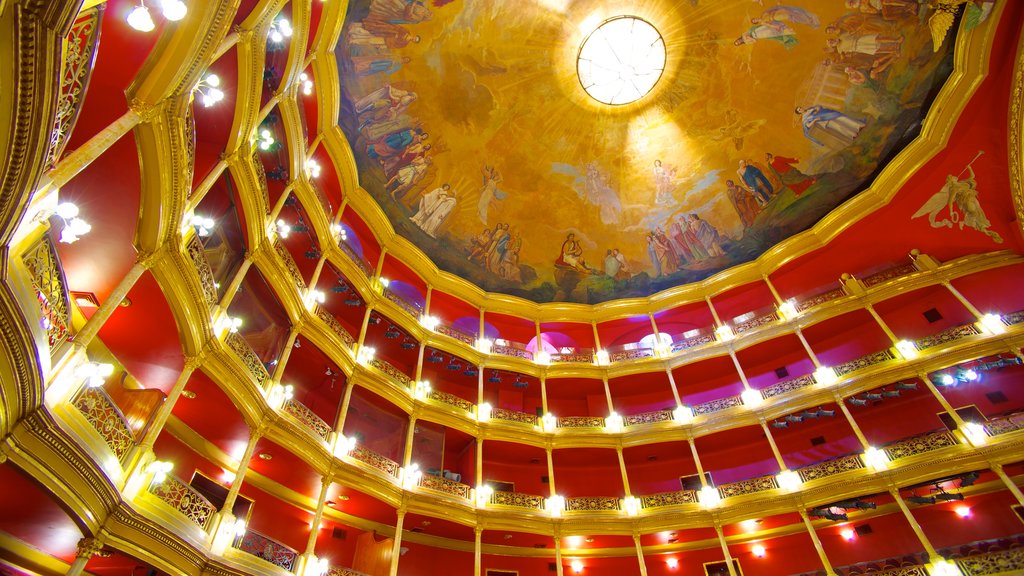 Teatro Degollado que inclui vistas internas, cenas de teatro e arte