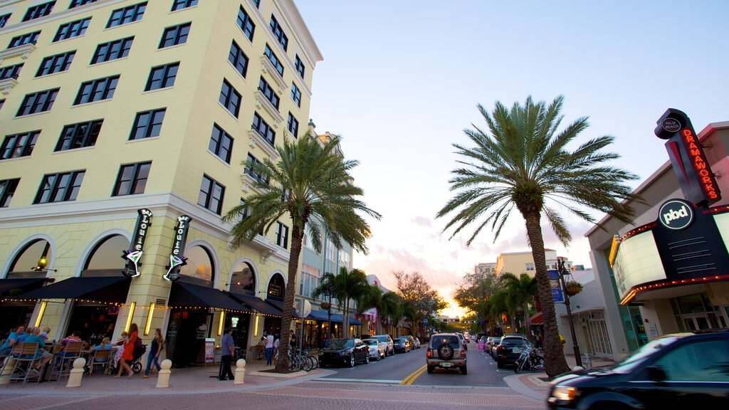 Clematis Street which includes a city and street scenes