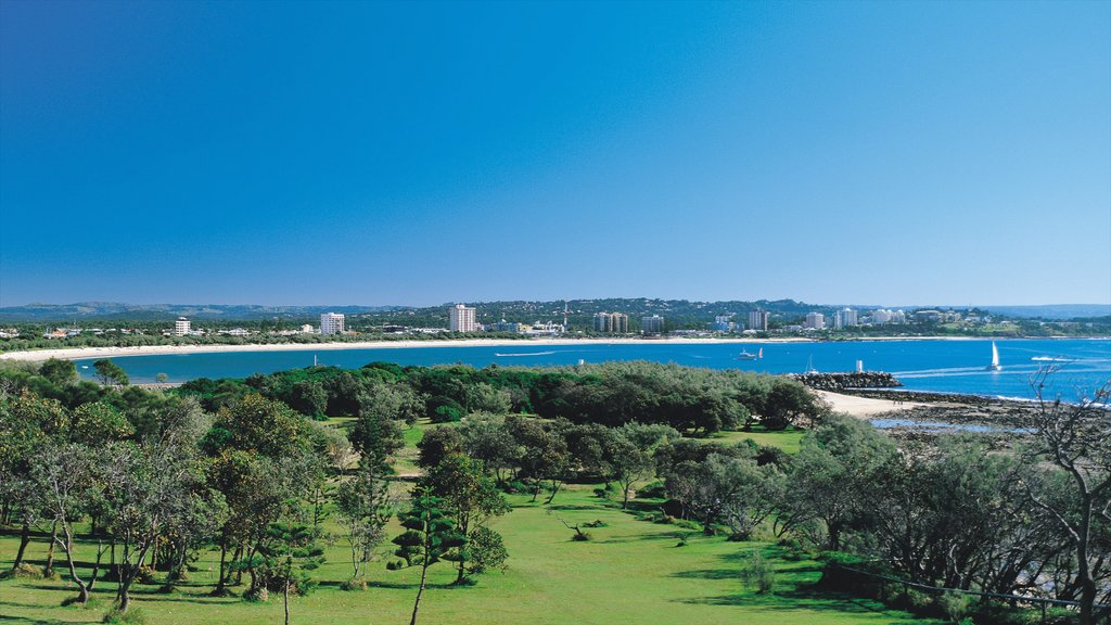 Alexandra Headland showing landscape views, a coastal town and general coastal views