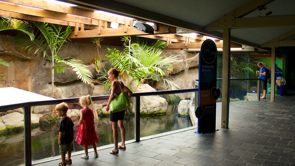 Underwater World Sea Life showing a pond as well as a family