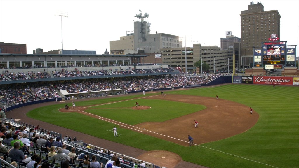 Toledo featuring a sporting event as well as a large group of people