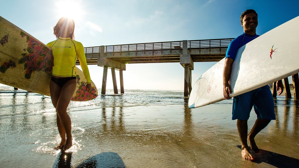 Jacksonville Beach which includes views, surfing and a sandy beach