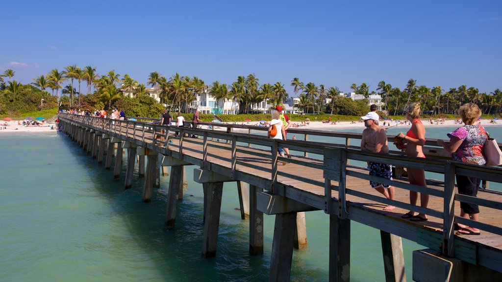 Naples Pier montrant pont aussi bien que petit groupe de personnes