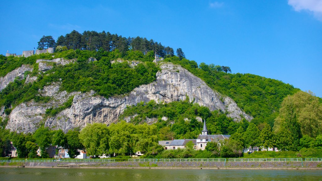 Dinant inclusief bergen, bos en een rivier of beek