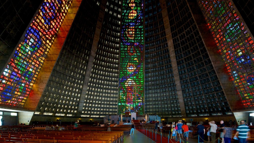 Rio de Janeiro showing interior views, a church or cathedral and religious elements