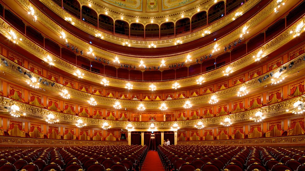 Teatro Colón mostrando cenas de teatro e vistas internas