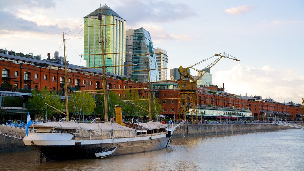 Puerto Madero featuring heritage architecture and a river or creek