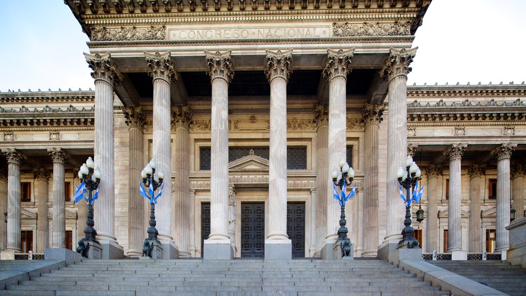 Argentine National Congress showing heritage architecture and an administrative buidling