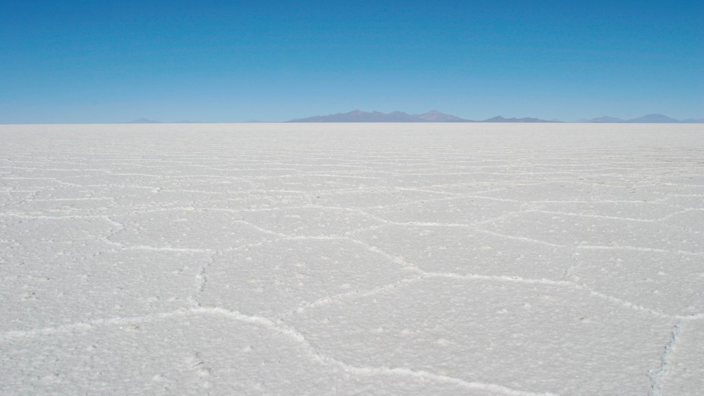 Salar de Uyuni which includes a lake or waterhole and landscape views