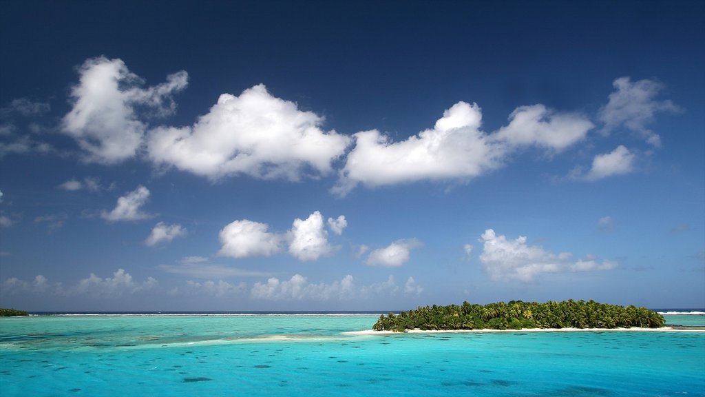 Rangiroa mostrando vista general a la costa y vista a una isla