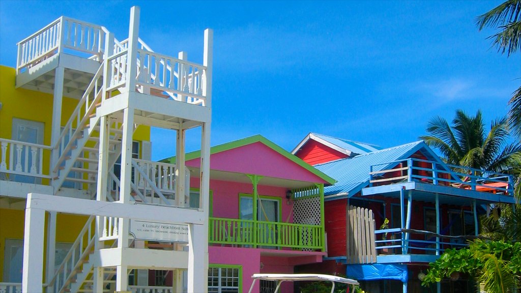 Caye Caulker que inclui uma cidade pequena ou vila e uma casa