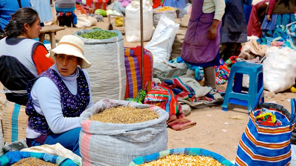 Urubamba que inclui mercados assim como um grande grupo de pessoas