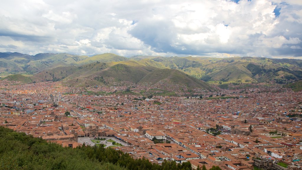 Sacsayhuaman showing landscape views and a city