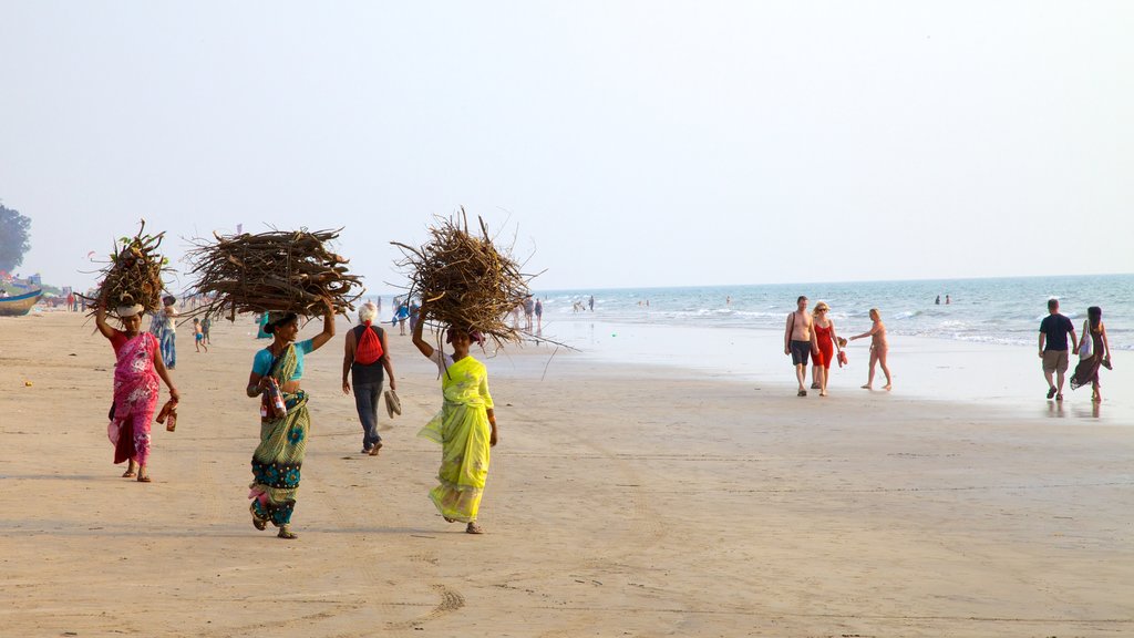 Arambol Beach featuring a beach as well as a large group of people