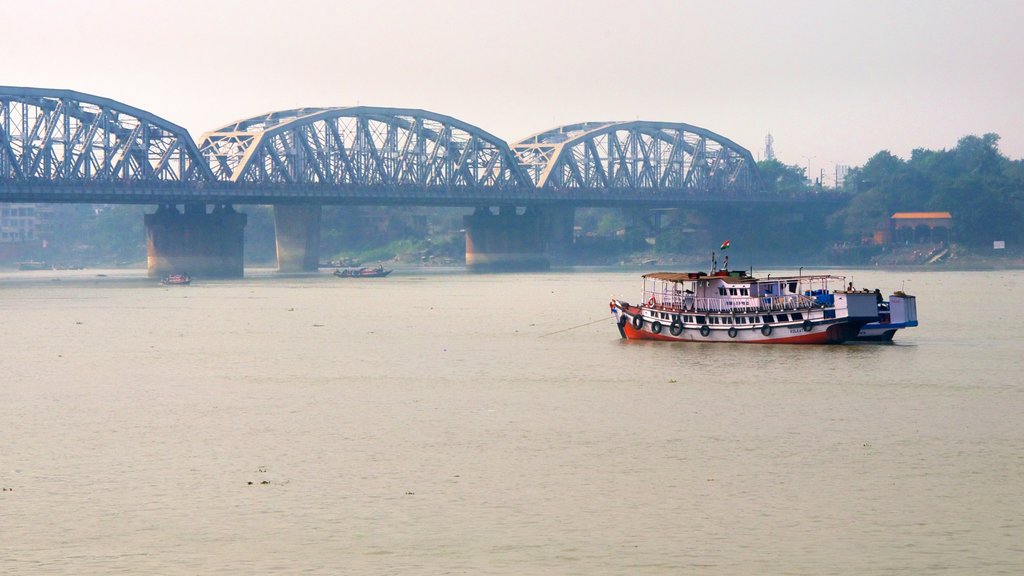 Bally Bridge which includes a river or creek, mist or fog and boating