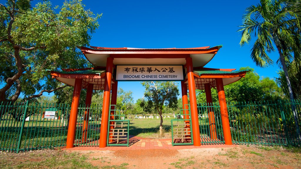 Broome showing signage and a cemetery