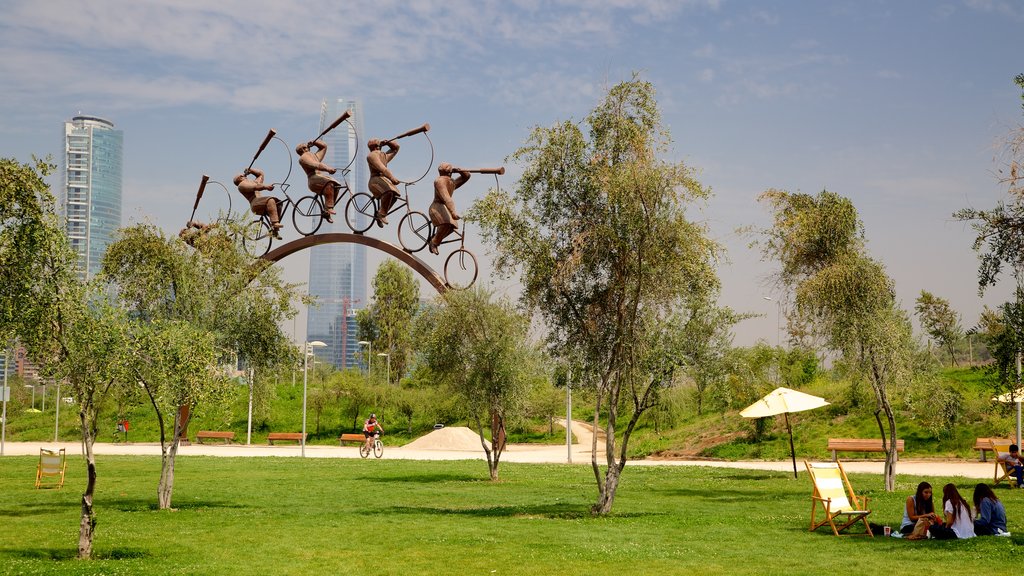 Santiago which includes outdoor art and a park