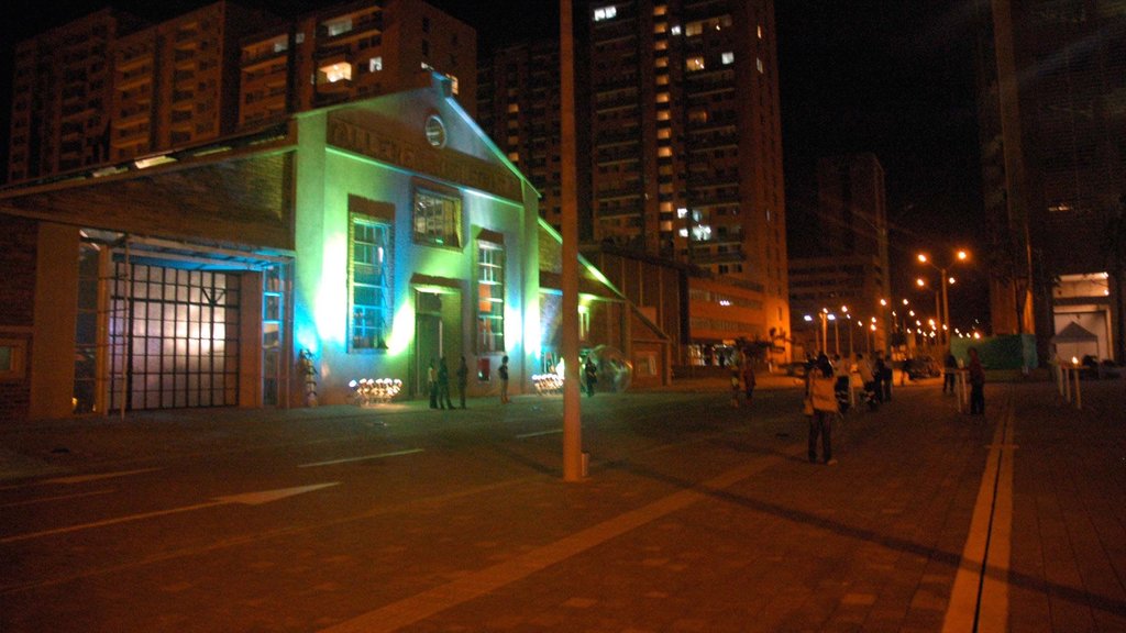 Medellin\'s Museum of Modern Art which includes night scenes, street scenes and a city