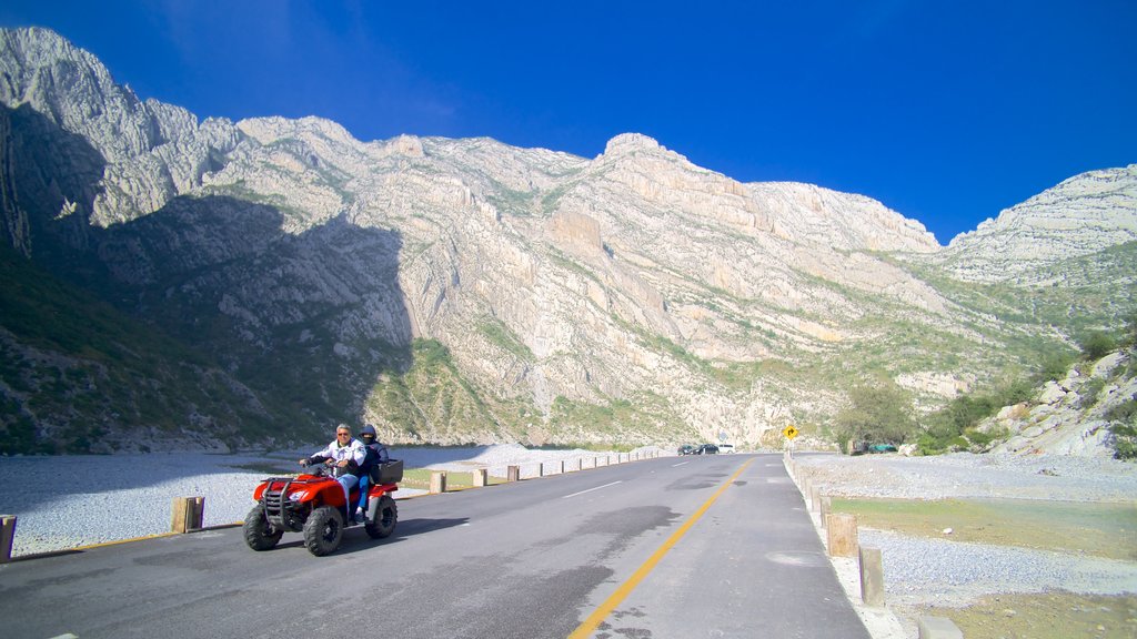 Canon de la Huasteca ofreciendo vistas de paisajes, un barranco o cañón y montañas