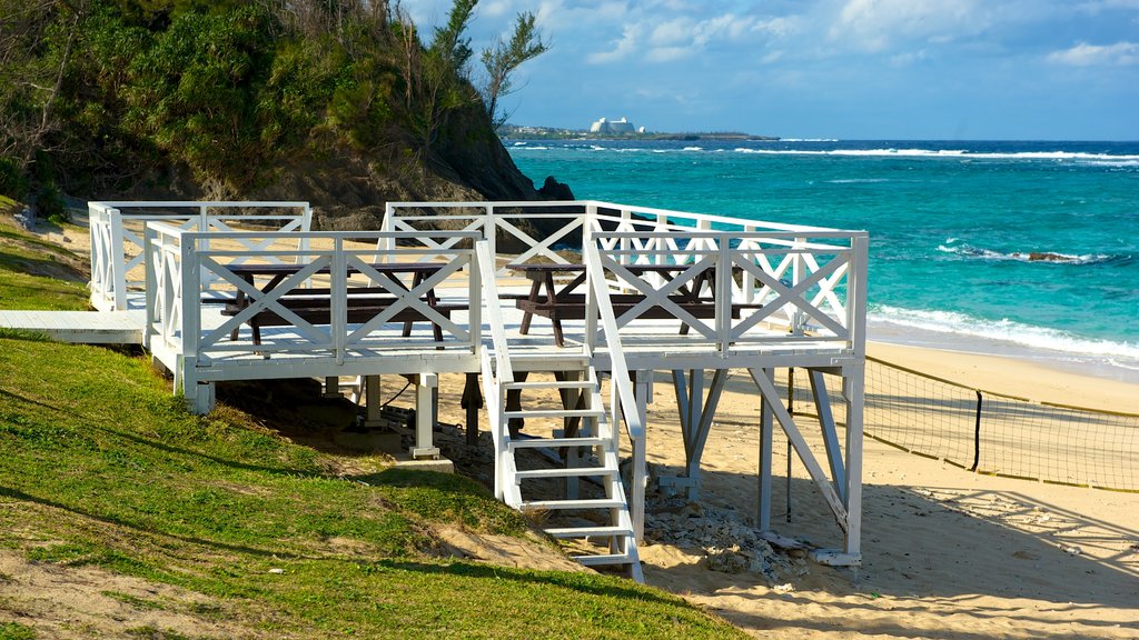 Mission Beach showing a sandy beach