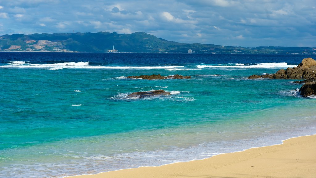 Mission Beach showing landscape views and a sandy beach