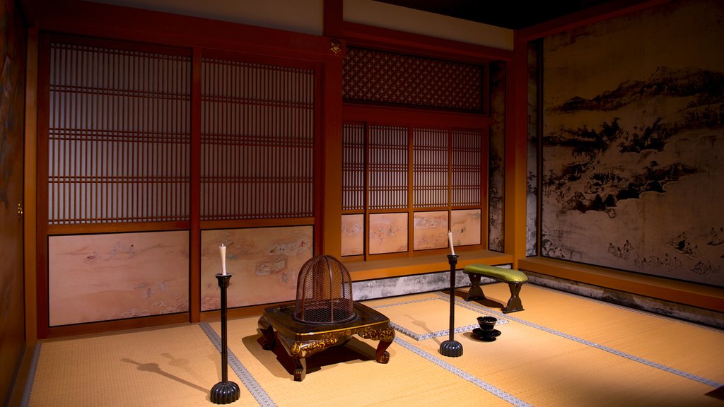 Nagoya Castle showing a castle, heritage architecture and interior views